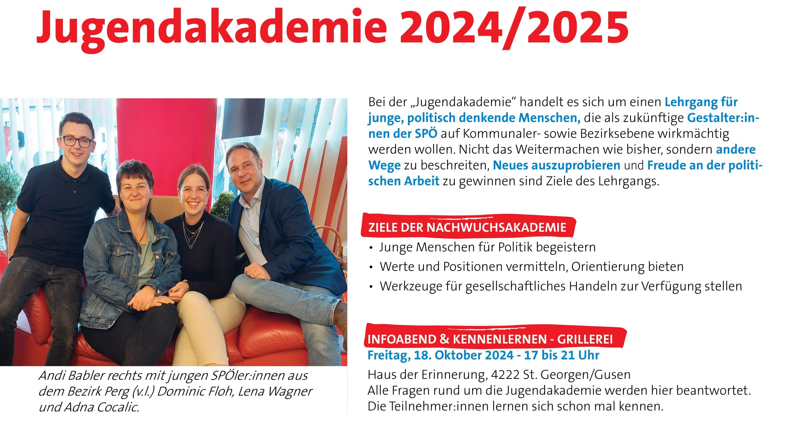 Die Jugendakademie 20242025 Der SpÖ Bezirk Perg Startet Fix Im Herbst 2024 SpÖ 4852